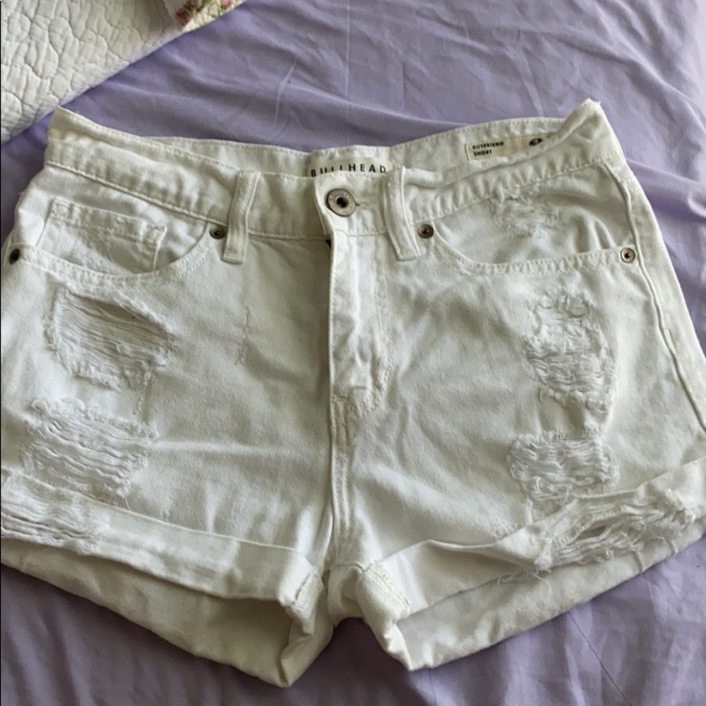 White denim boyfriend shorts